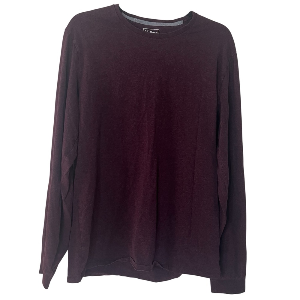 Mens LL Bean Slightly Fitted Medium Tall Long Sleeve Shirt Sweater Burgundy